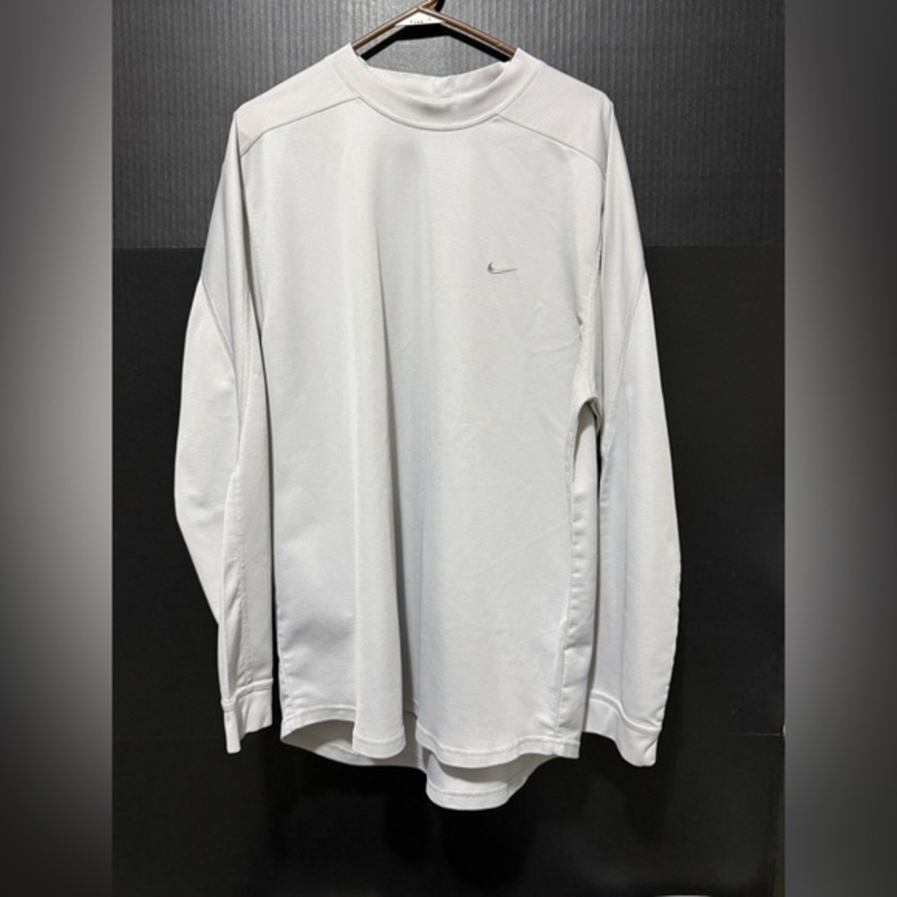 🍥Nike Vintage 90s Silver tag Mock Crew Neck Sporty Long Sleeve Shirt